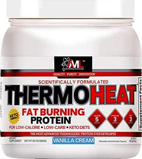 Advanced Molecular Labs - Thermo Heat Protein, Fat Burning Protein, for Low-Calorie and Low-Carb Keto Diets, Vanilla Cream, 20 oz