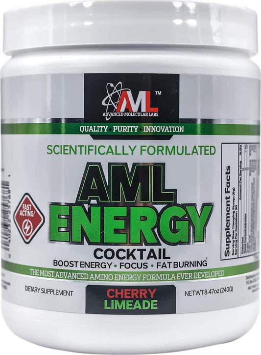 Advanced Molecular Labs - AML Energy, Energy Drink Powder, Electrolyte Energy Drink Mix, Boost Energy and Improve Focus, Energy Powder with Essential Amino Acids, Cherry Limeade, 8.47 Ounces