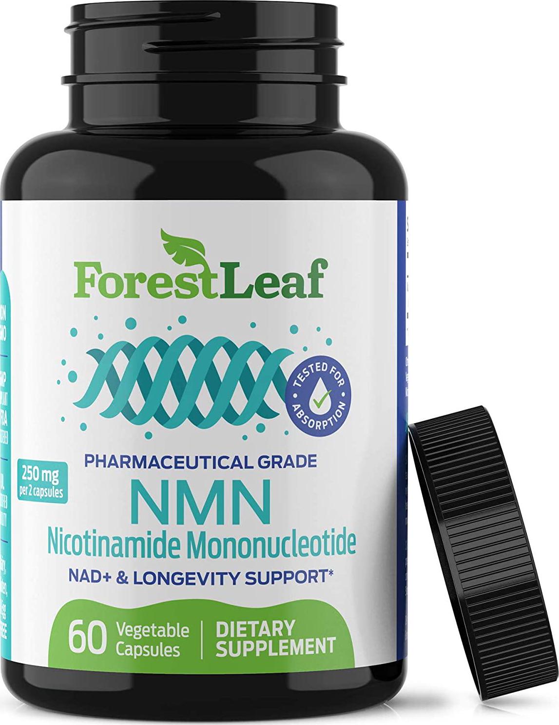 Advanced NMN Nicotinamide Mononucleotide - NAD+ Levels, Anti Aging, Health and Longevity Supplement - Brain, Energy, Cell and Metabolic Function - 60 Capsules - ForestLeaf