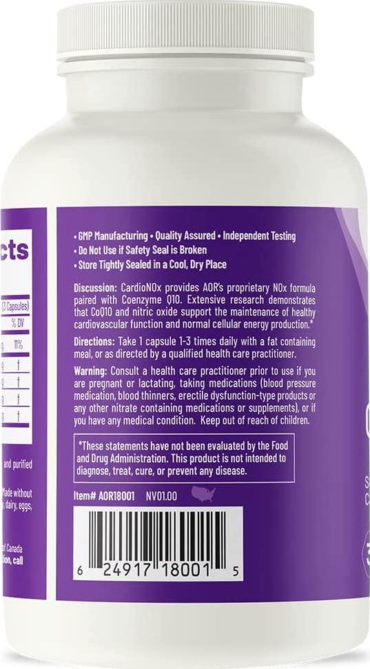 Advanced Orthomolecular Research AOR Cardio Nox 30 Vegan Capsules