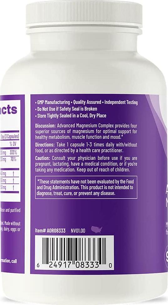 Advanced Orthomolecular Research AOR Advanced Magnesium Complex 90 Vegan Capsules