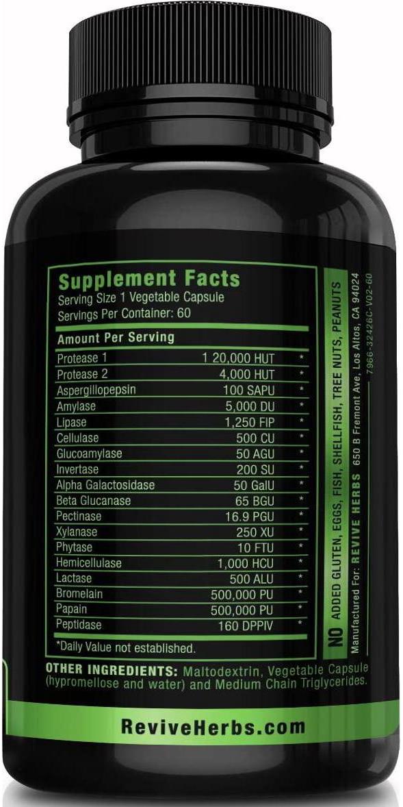 Advanced Plant Based Digestive Enzymes - Aspergillopepsin, Amylase, Bromelain, Lipase, Protease, Papain and More - Supports Gastrointestinal and Immune Health and Overall Digestion
