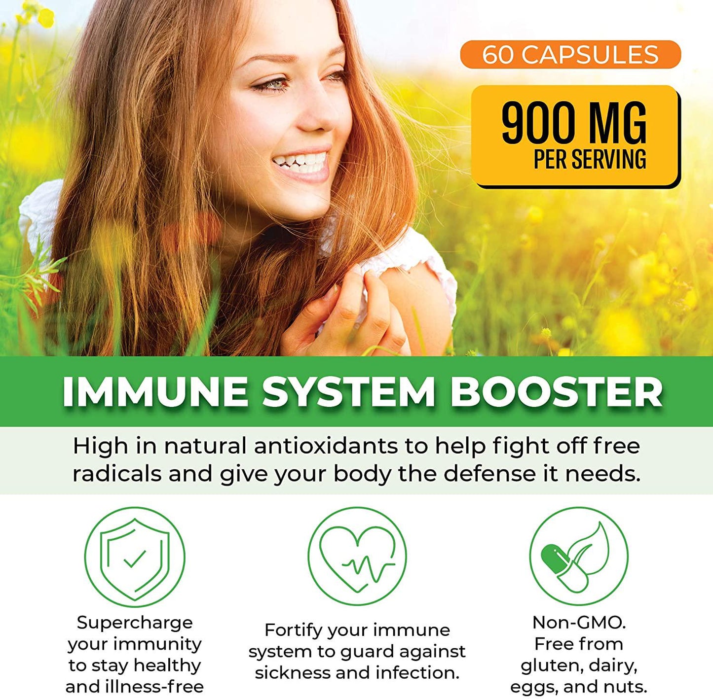 Advanced Sambucus Elderberry Immune Booster with Zinc and Vitamin C - Black Elderberry Fruit Extract Supplement - Immunity Support for Adults and Children - 60 Vegetarian Capsules