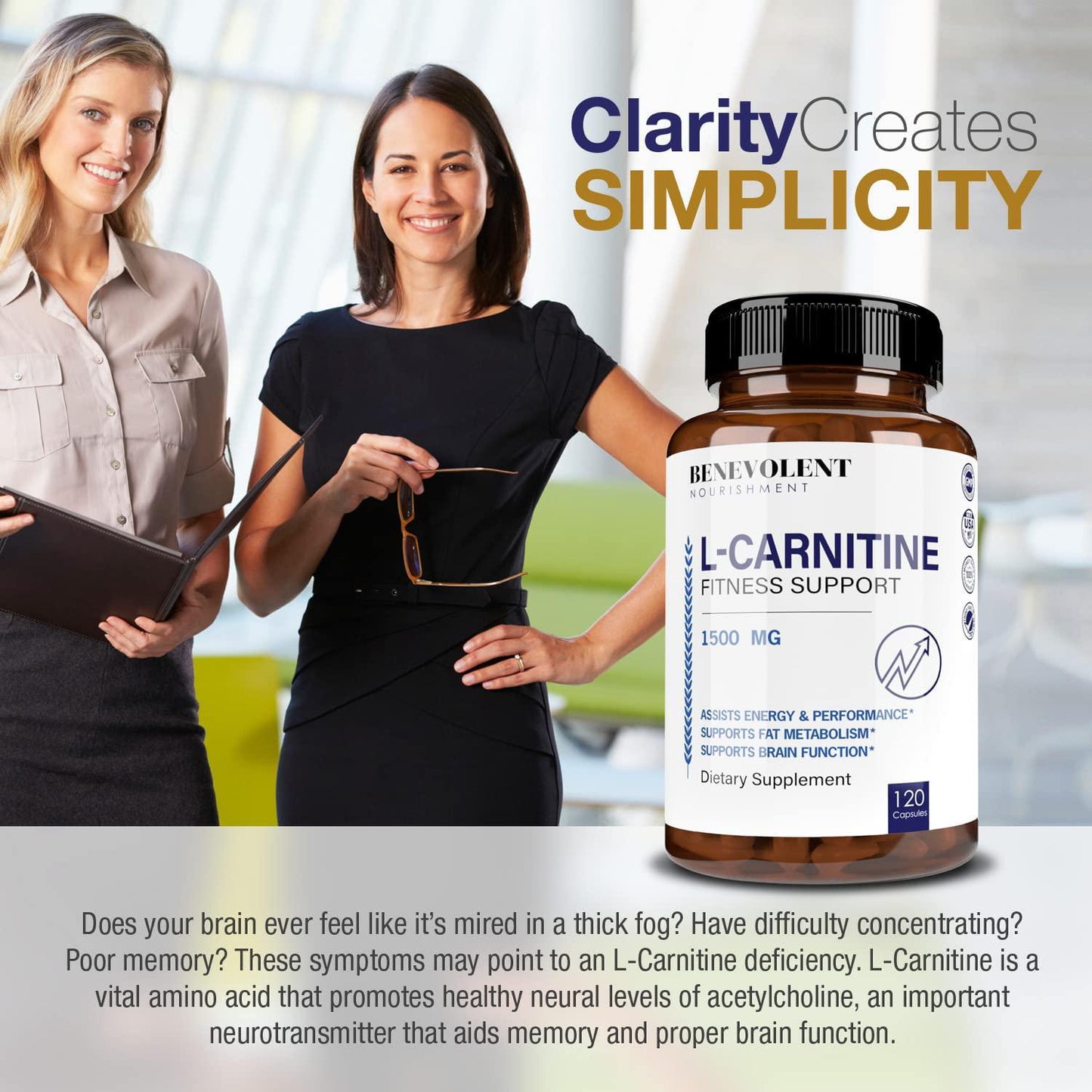 Advanced Strength L-Carnitine Supplement - 1500 MG High Potency L-Tartrate Amino Acids, 120 Veg Capsules, Increased Metabolism, Energy, Performance, Muscle Gain, Supports Memory, Focus Pro L Carnitine