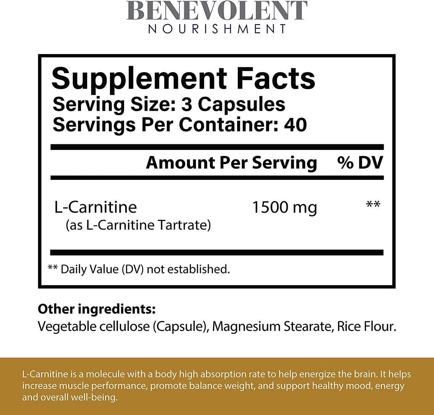 Advanced Strength L-Carnitine Supplement - 1500 MG High Potency L-Tartrate Amino Acids, 120 Veg Capsules, Increased Metabolism, Energy, Performance, Muscle Gain, Supports Memory, Focus Pro L Carnitine