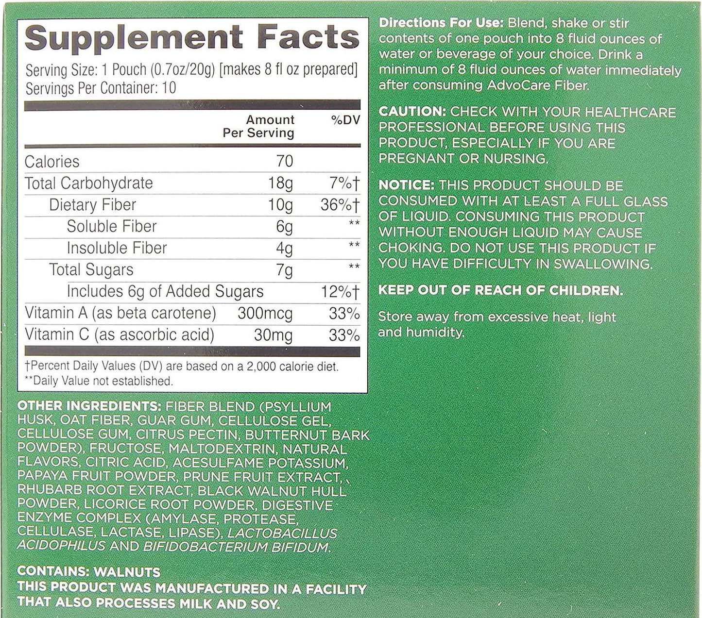 AdvoCare Fiber CITRUS, 10 pouches .7oz each