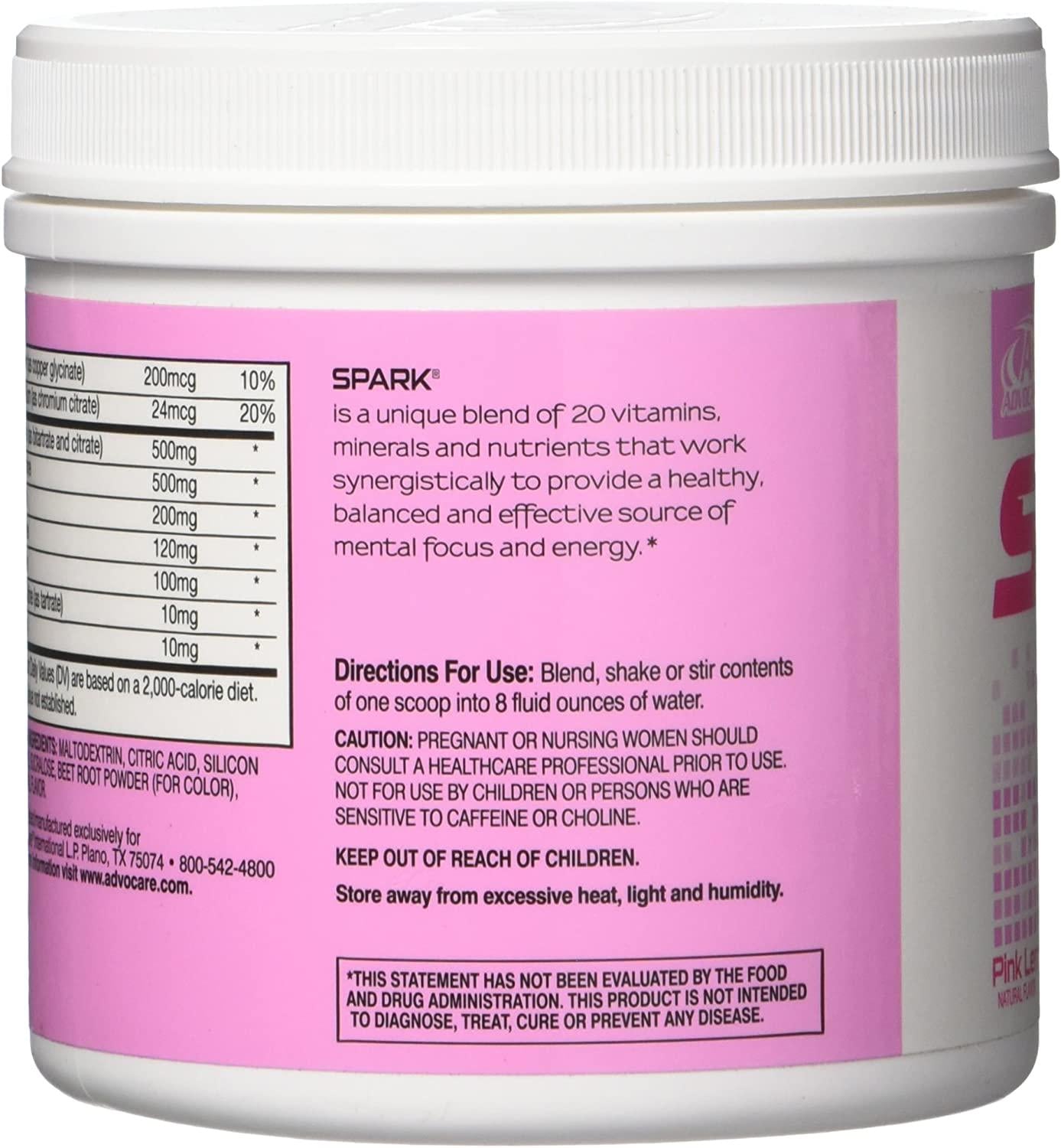 AdvoCare SparkÂ Energy Drink Canister (Pink Lemonade) 10.5oz