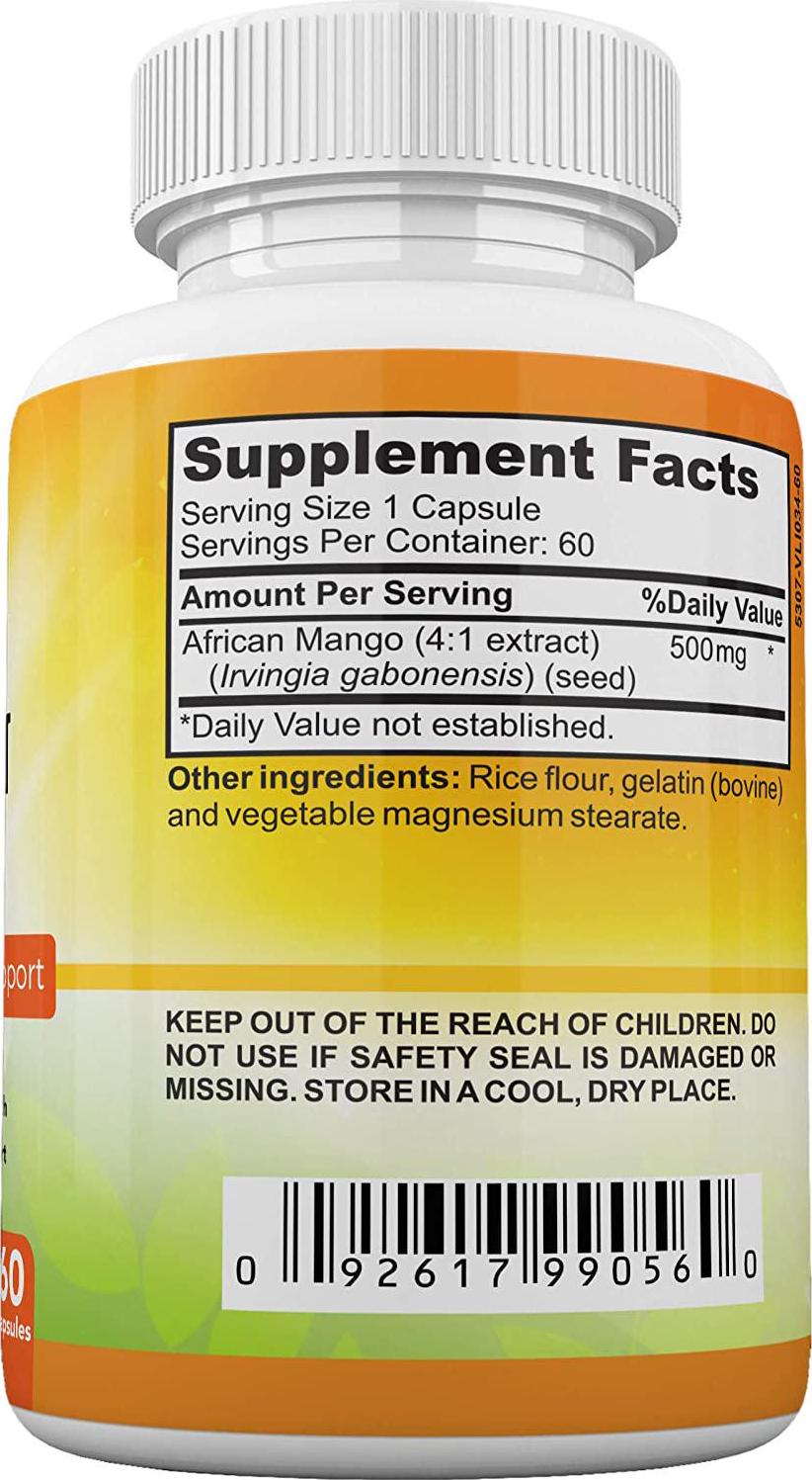 African Mango Seed Extract Irvingia Gabonensis Supports Metabolism and Fat Burning Weight Management Supplement Metabolic Booster, Non-GMO Formula 60 Capsules Made in USA by Amate Life