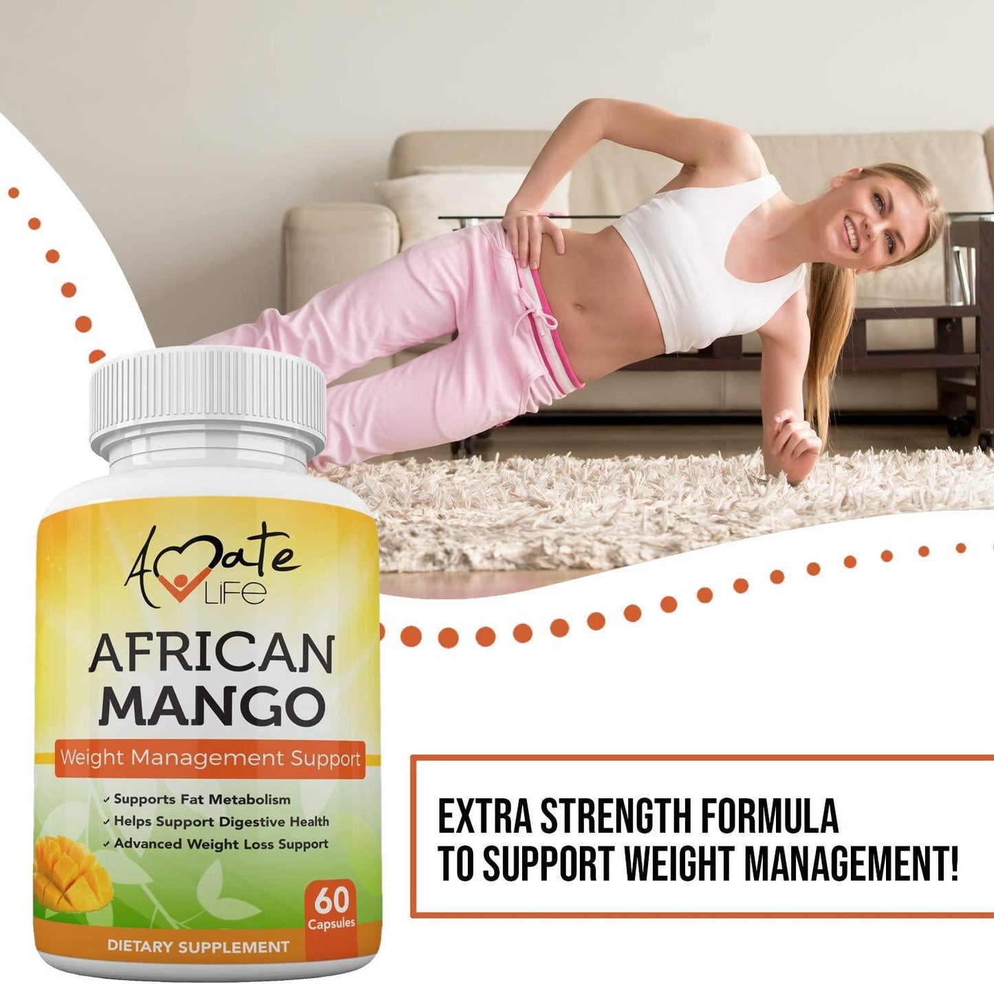African Mango Seed Extract Irvingia Gabonensis Supports Metabolism and Fat Burning Weight Management Supplement Metabolic Booster, Non-GMO Formula 60 Capsules Made in USA by Amate Life