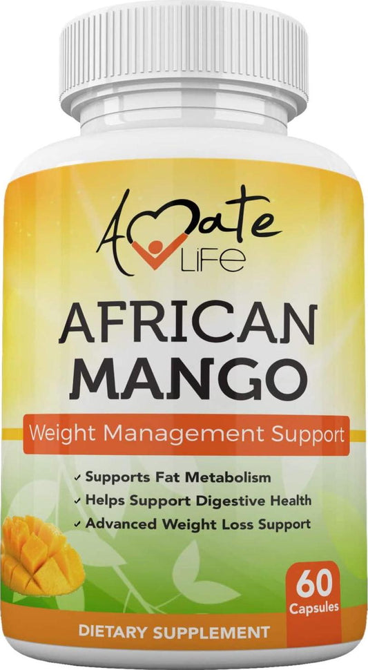 African Mango Seed Extract Irvingia Gabonensis Supports Metabolism and Fat Burning Weight Management Supplement Metabolic Booster, Non-GMO Formula 60 Capsules Made in USA by Amate Life
