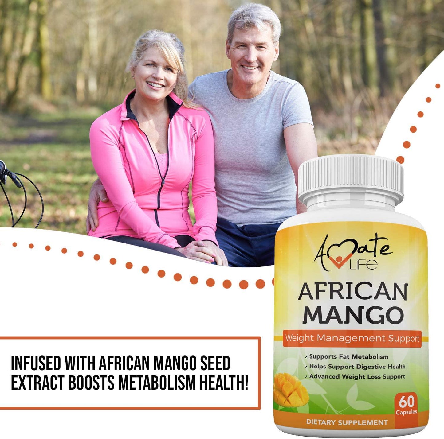 African Mango Seed Extract Irvingia Gabonensis Supports Metabolism and Fat Burning Weight Management Supplement Metabolic Booster, Non-GMO Formula 60 Capsules Made in USA by Amate Life