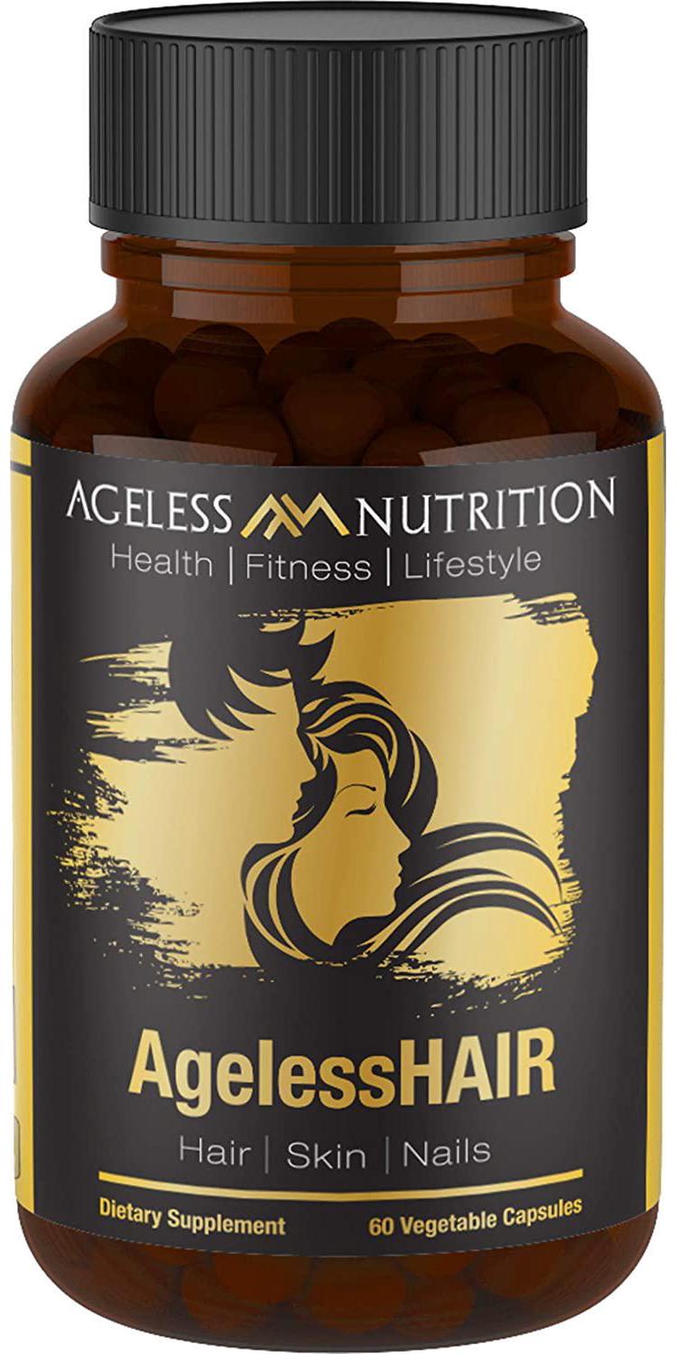 AgelessHAIR - Premium Hair Growth Formula for Healthier, Stronger, Shinier Hair - All Natural Supplements Including Biotin, Collagen, Vitamin A, Horsetail Leaf Extract - 60 Veggie Capsules