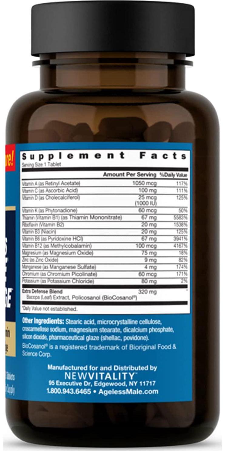 Ageless Male Free Testosterone Booster for Men and Ageless Male Advantage Premium Multivitamin for Men 50 Plus - Increase Free Testosterone + Once Daily Multivitamin with Brain and Cholesterol Care