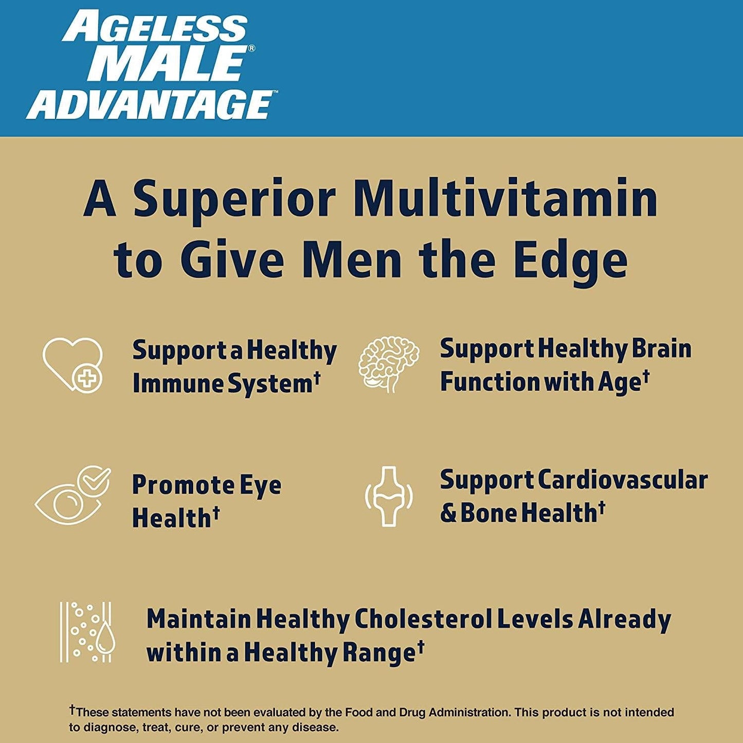 Ageless Male Free Testosterone Booster for Men and Ageless Male Advantage Premium Multivitamin for Men 50 Plus - Increase Free Testosterone + Once Daily Multivitamin with Brain and Cholesterol Care