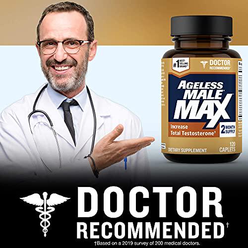 Ageless Male Max Total Testosterone Booster and Ageless Male Advantage Premium Multivitamin for Men 50 Plus - Boost Total Testosterone + Brain and Cholesterol Care