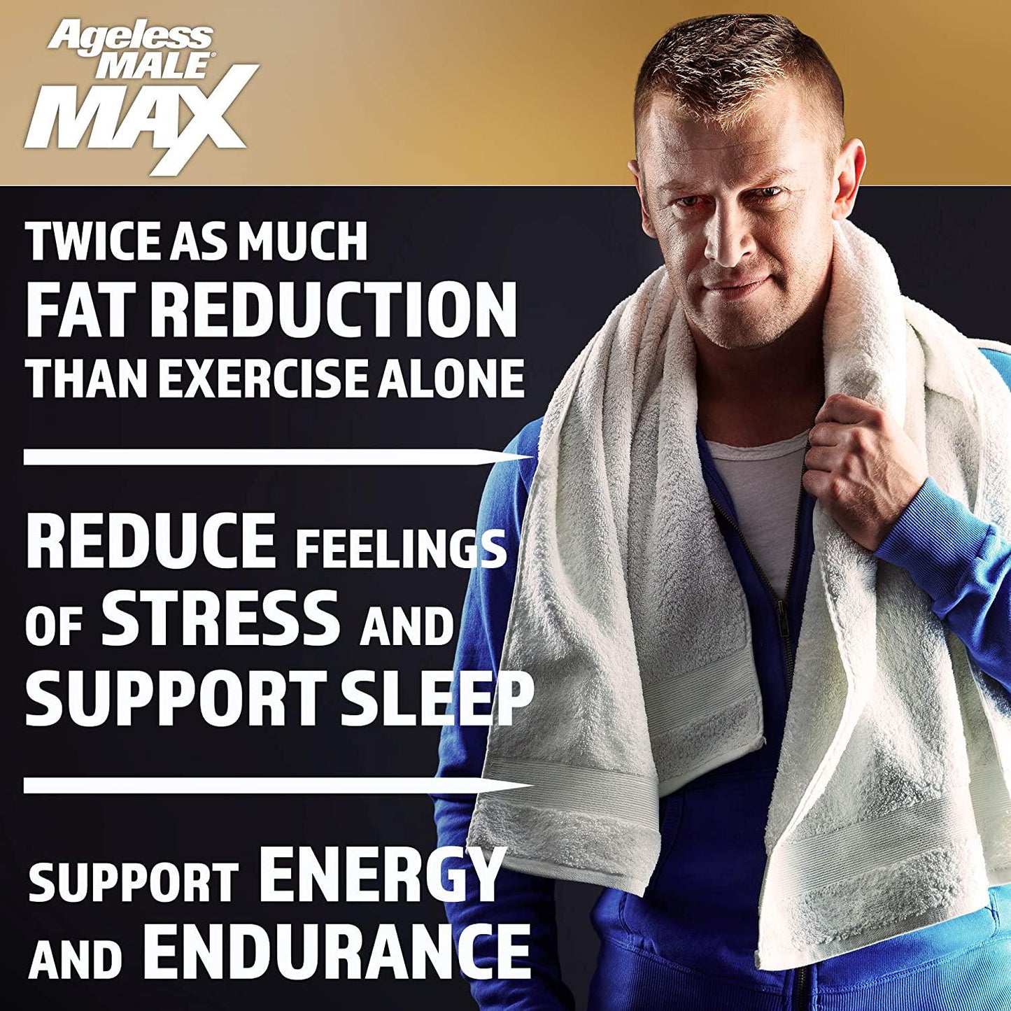 Ageless Male Max Total Testosterone Booster for Men Reduce Fat Faster Than Exercise Alone and Increase Nitric Oxide with Powerful, Safe Total Test Booster (60 Caplets, 1-Bottle)