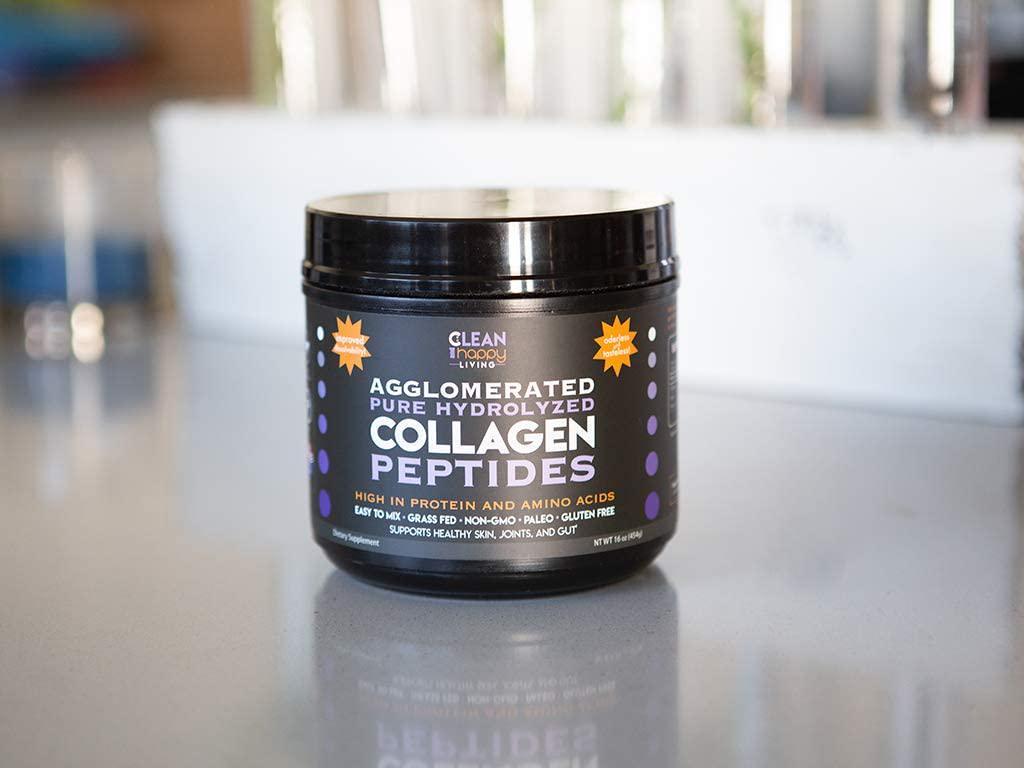 Agglomerated Pure Hydrolyzed Collagen Peptides High in Protein and Amino Acids Easy to Mix Grass-Fed Pasture Raised