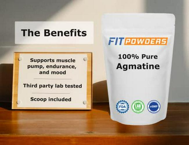 Agmatine Powder Sulfate 100g (100 Grams, 200 Servings) 100% Pure, Strength and Pump (Nitric Oxide) Supplement by FitPowders