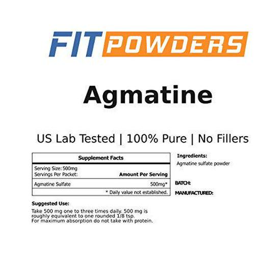Agmatine Powder Sulfate 100g (100 Grams, 200 Servings) 100% Pure, Strength and Pump (Nitric Oxide) Supplement by FitPowders