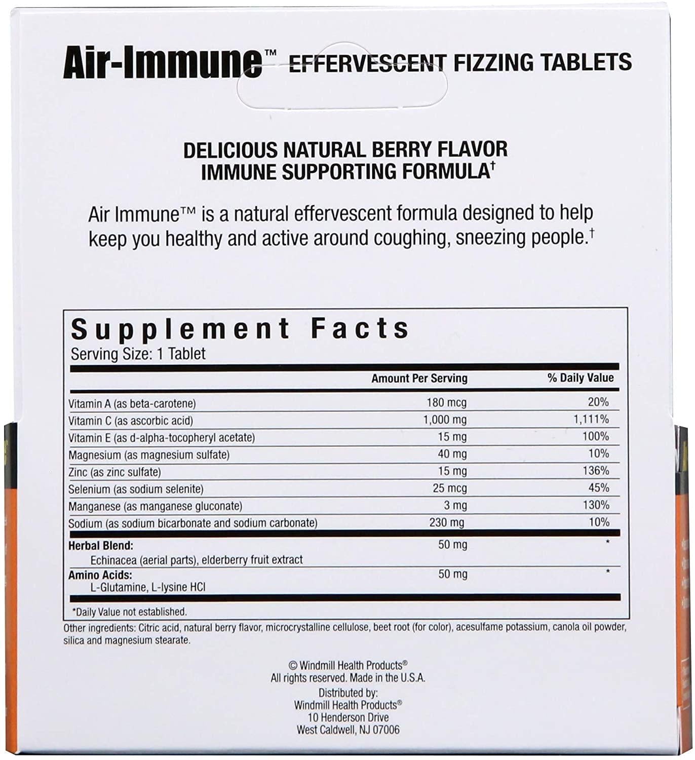Air-Immune Effervescent Tablets with Vitamin C, Zinc, Echinacea and Elderberry