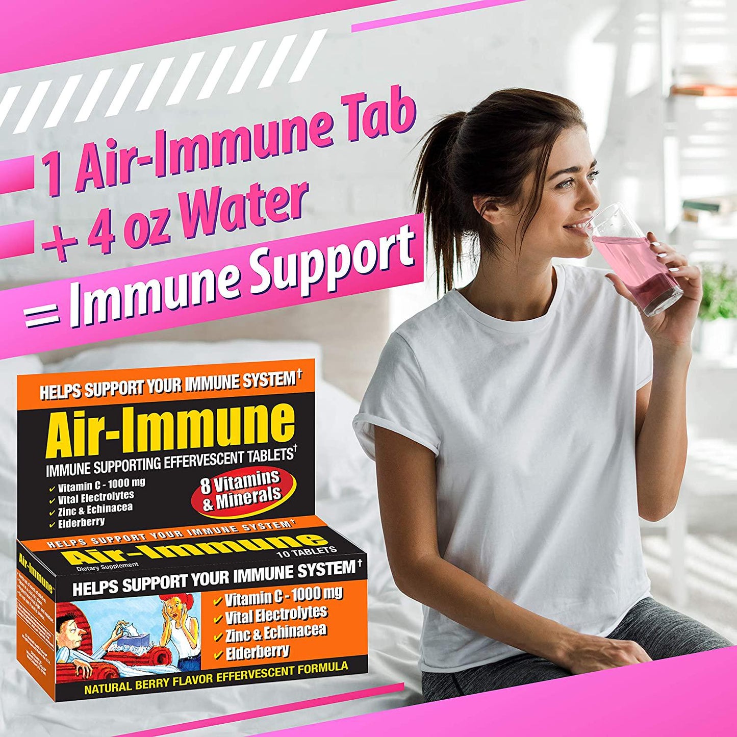 Air-Immune Effervescent Tablets with Vitamin C, Zinc, Echinacea and Elderberry