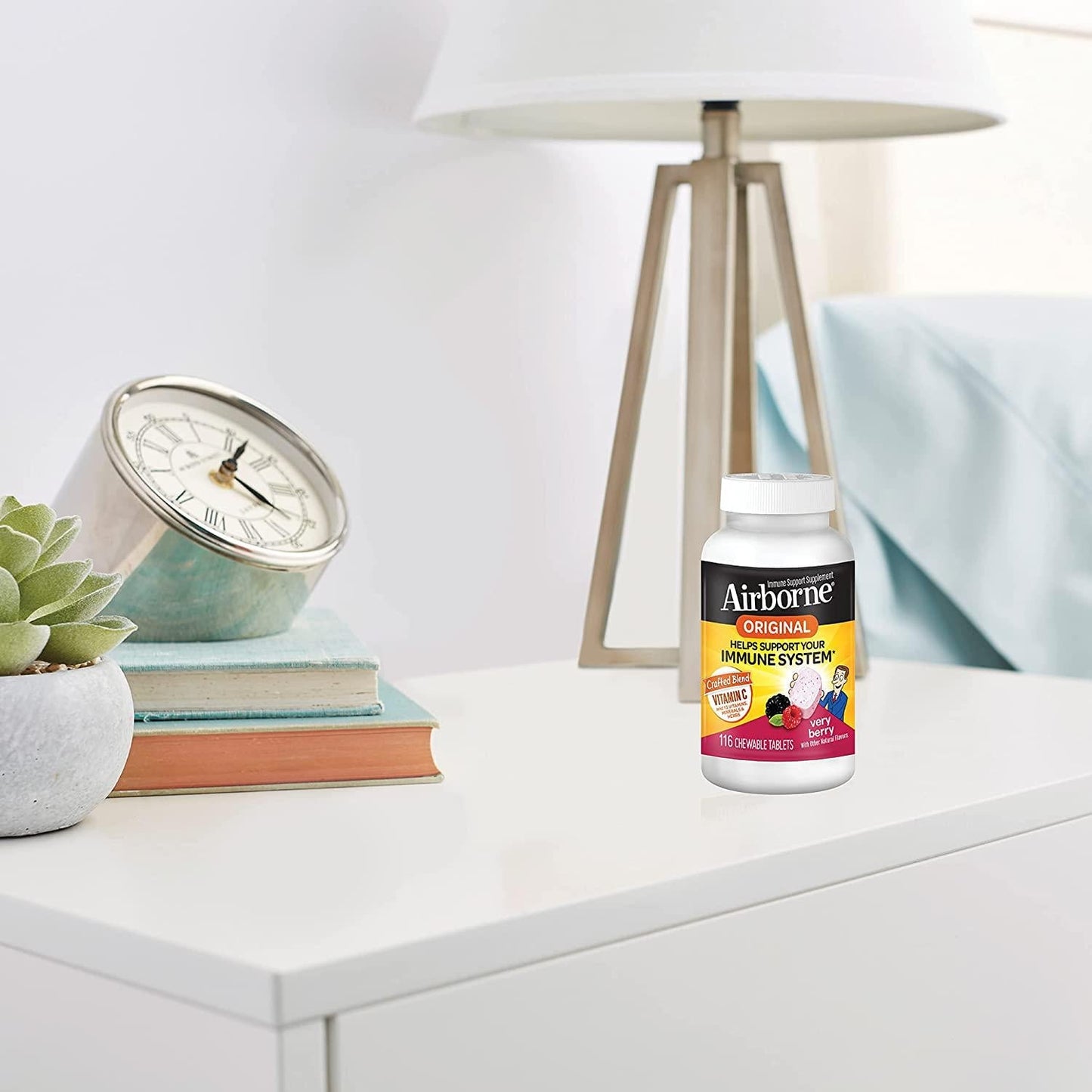 Airborne 1000mg Vitamin C Chewable Tablets with Zinc, Immune Support Supplement with Powerful Antioxidants Vitamins A C and E - (116 count bottle), Very Berry Flavor, Gluten-Free