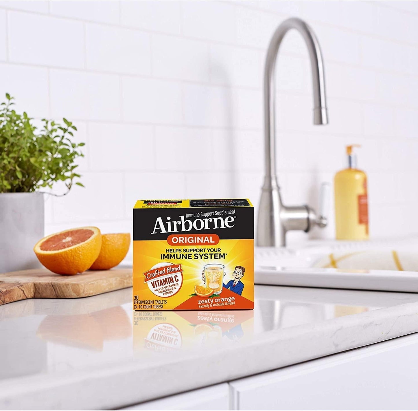 Airborne 10030 Immune Support Effervescent Tablet, Zesty Orange, 30 Tablets