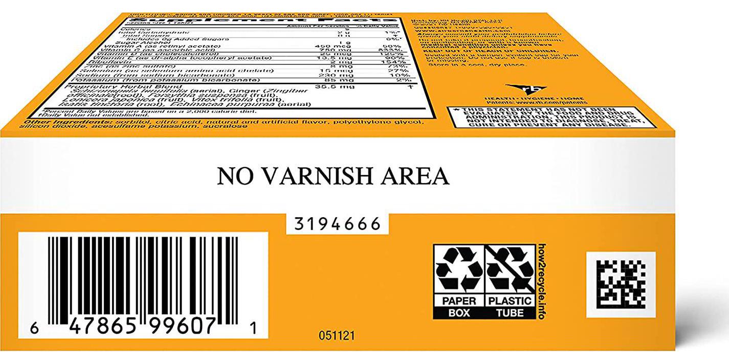 Airborne 750mg Vitamin C Plus Vitamin D and Zinc Effervescent Tablets, Immune Support Supplement with Powerful Antioxidants Vitamins A C D and E (27 Count), Zesty Orange Flavor, Fizzy Drink Tablets