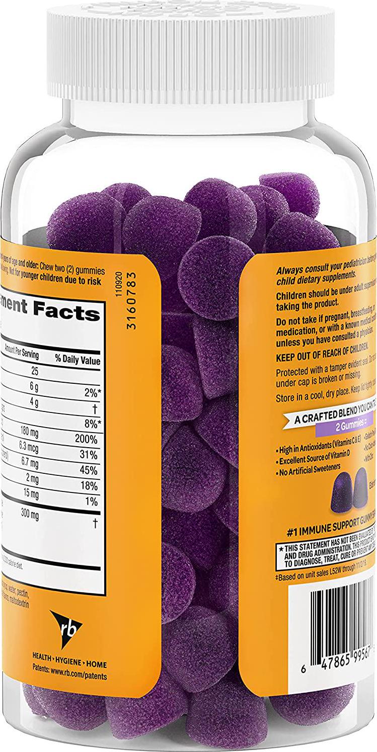 Airborne KIDS Elderberry + Vitamins and Zinc Gummies (130 count in a bottle), Gluten-Free Immune Support Supplement With Vitamins D and E