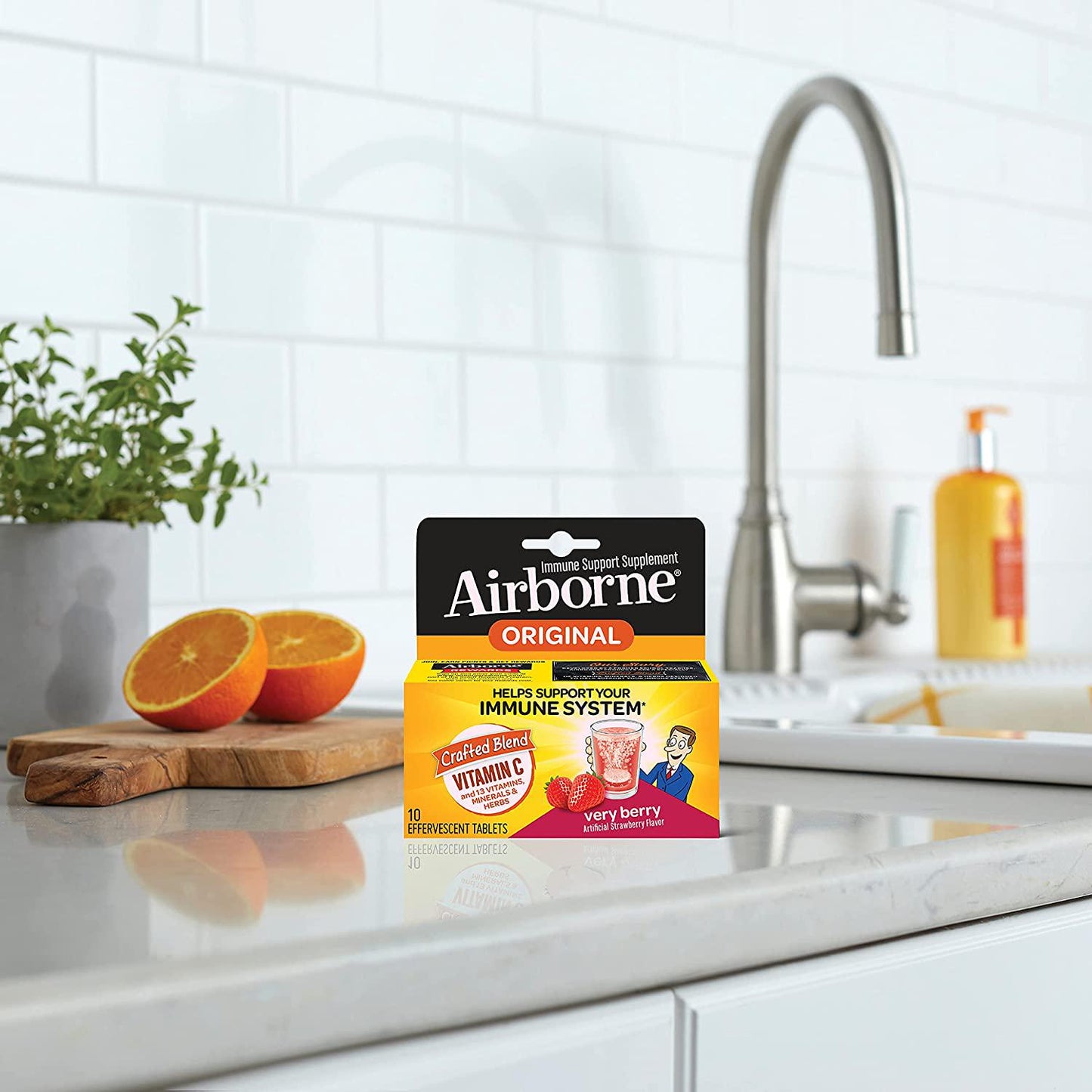 Airborne Very Berry Effervescent Tablets, 10 count - 1000mg of Vitamin C - Immune Support Supplement