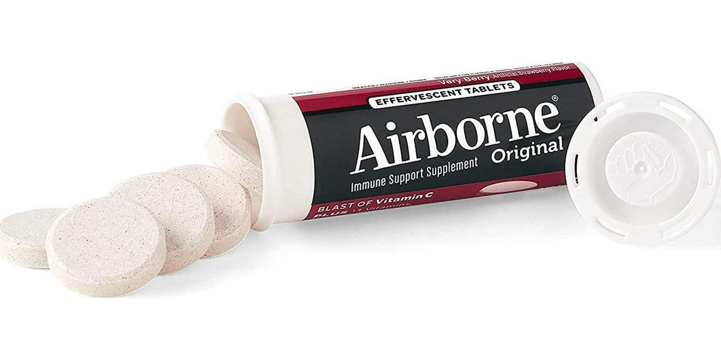 Airborne Very Berry Effervescent Tablets, 10 count - 1000mg of Vitamin C - Immune Support Supplement