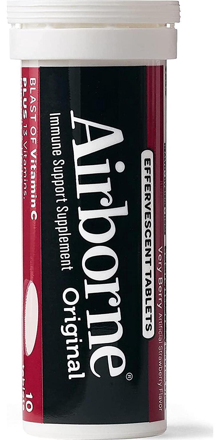 Airborne Very Berry Effervescent Tablets, 10 count - 1000mg of Vitamin C - Immune Support Supplement