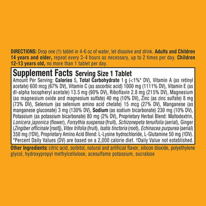 Airborne Zesty Orange Effervescent Tablets, 10 count - 1000mg of Vitamin C - Immune Support Supplement