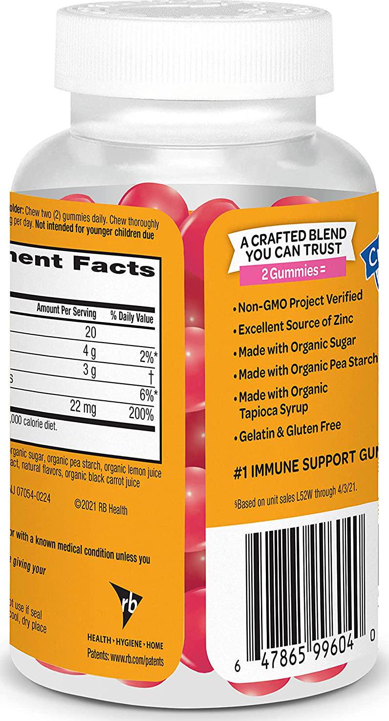 Airborne Zinc Gummies, Chewable Zinc Immune Support Supplement - Non-GMO Project Verified, Gluten and Gelatin Free - (60 count bottle), Grapefruit Flavor
