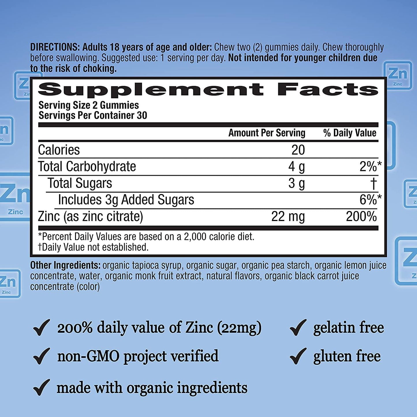 Airborne Zinc Gummies, Chewable Zinc Immune Support Supplement - Non-GMO Project Verified, Gluten and Gelatin Free - (60 count bottle), Grapefruit Flavor