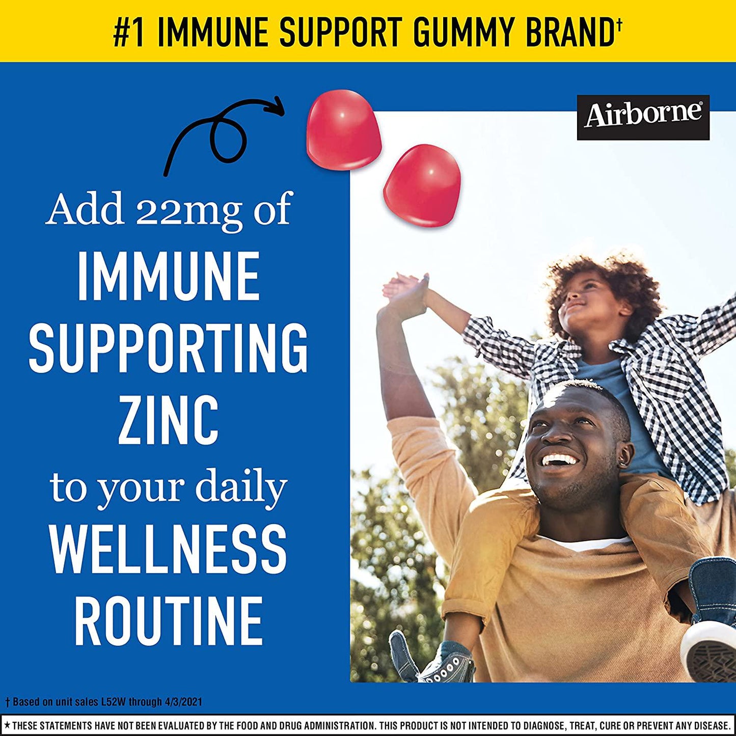 Airborne Zinc Gummies, Chewable Zinc Immune Support Supplement - Non-GMO Project Verified, Gluten and Gelatin Free - (60 count bottle), Grapefruit Flavor