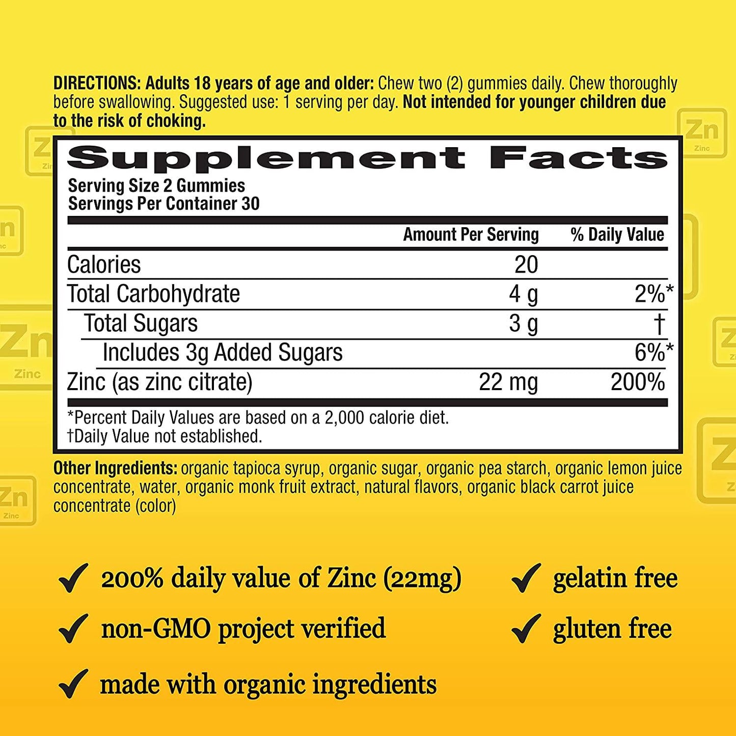 Airborne Zinc Gummies, Chewable Zinc Immune Support Supplement - Non-GMO Project Verified, Gluten and Gelatin Free - (60 count bottle), Grapefruit Flavor