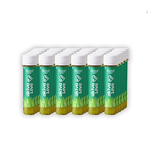 Akiva Love Wheatgrass Juice Shots with Lemon Coriander (Pack of 30) | Feel Fresh with Green Cleanse | Full Body Detox | Natural, Ayurvedic, Ready To Drink