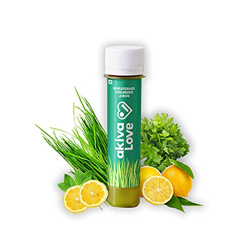 Akiva Love Wheatgrass Juice Shots with Lemon Coriander (Pack of 30) | Feel Fresh with Green Cleanse | Full Body Detox | Natural, Ayurvedic, Ready To Drink