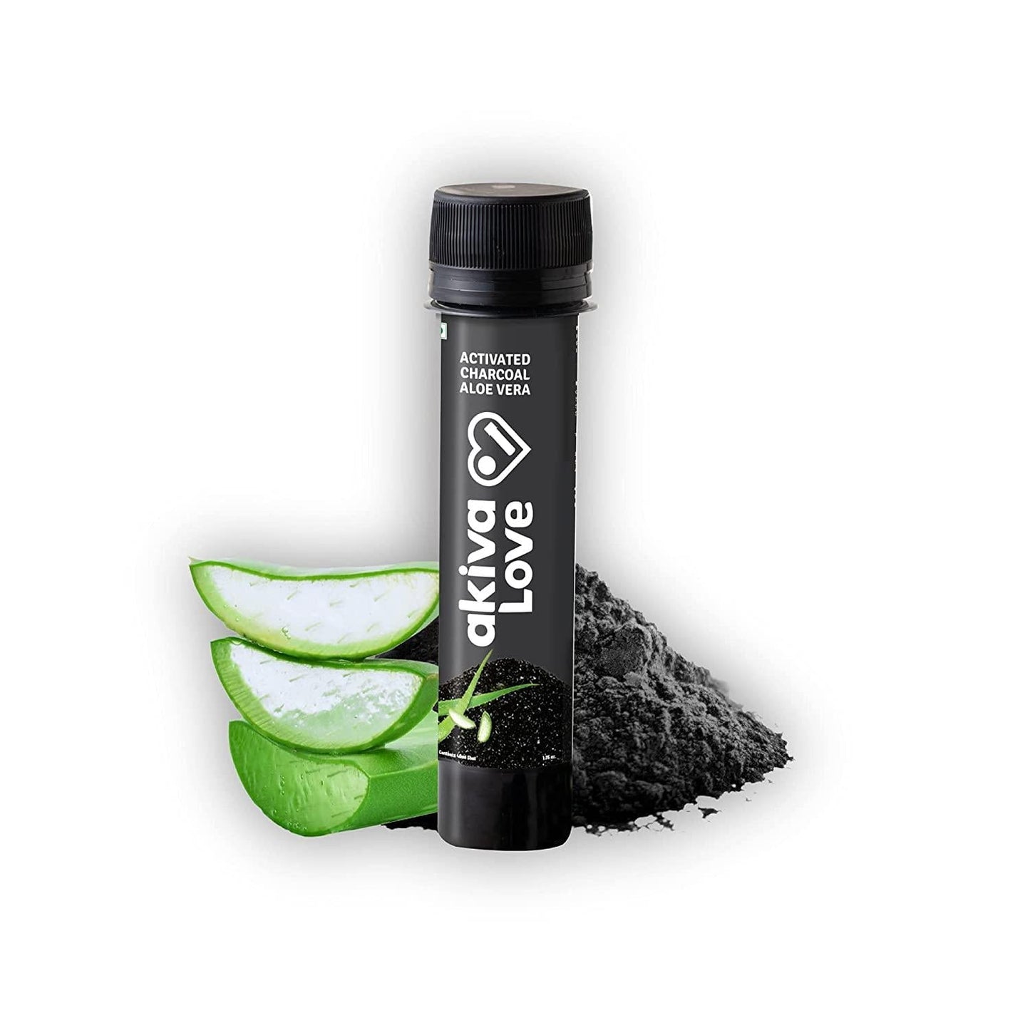 Akiva Superfoods Activated Charcoal Aloe Vera Daily Detox Shot, Bloating Relief, 2oz. Ready to Drink Servings (Pack of 30)