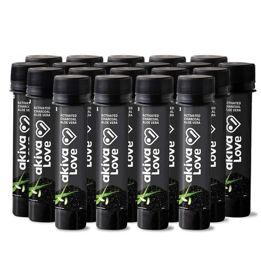 Akiva Superfoods Activated Charcoal Aloe Vera Daily Detox Shot, Bloating Relief, 2oz. Ready to Drink Servings (Pack of 30)