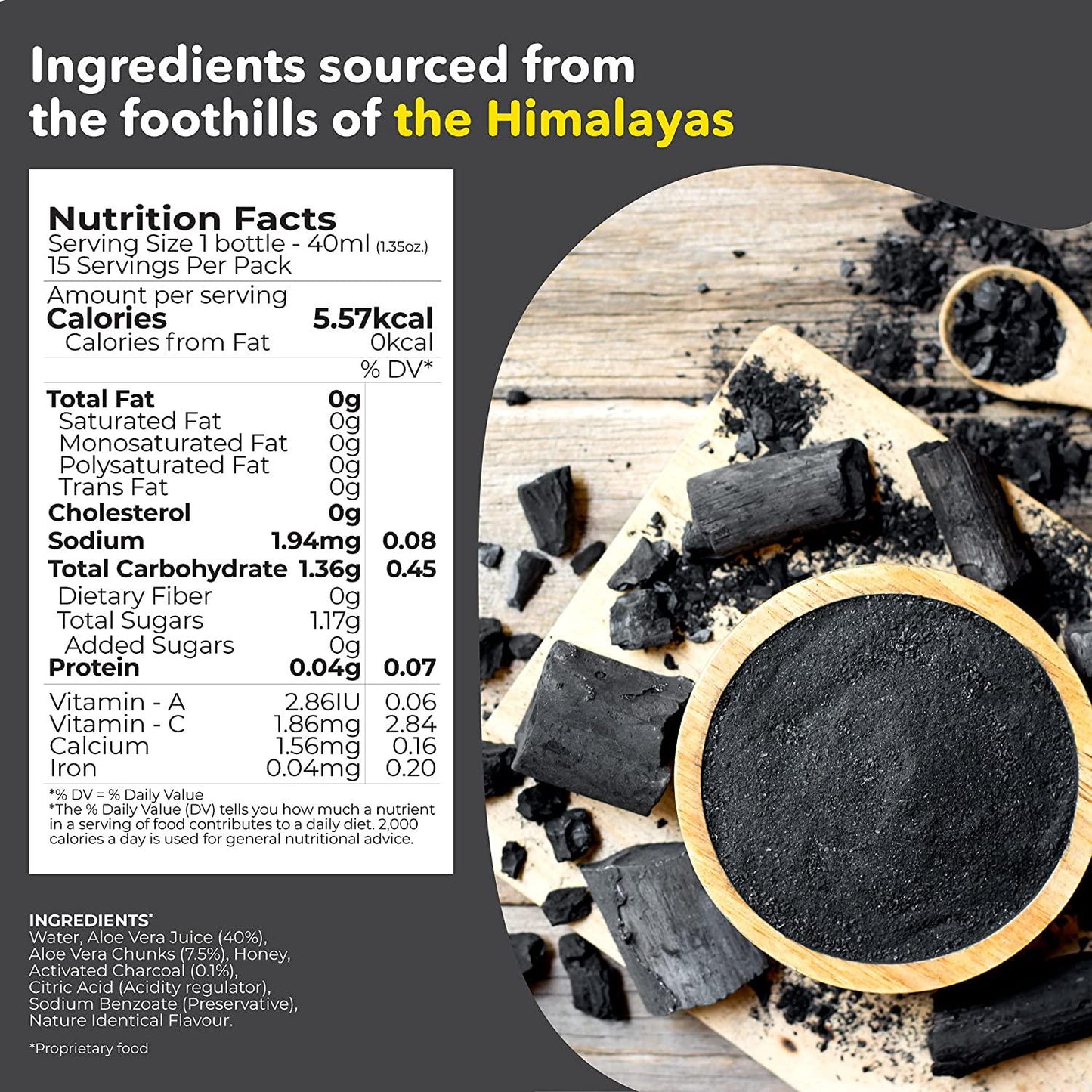 Akiva Superfoods Activated Charcoal Aloe Vera Daily Detox Shot, Bloating Relief, 2oz. Ready to Drink Servings (Pack of 30)