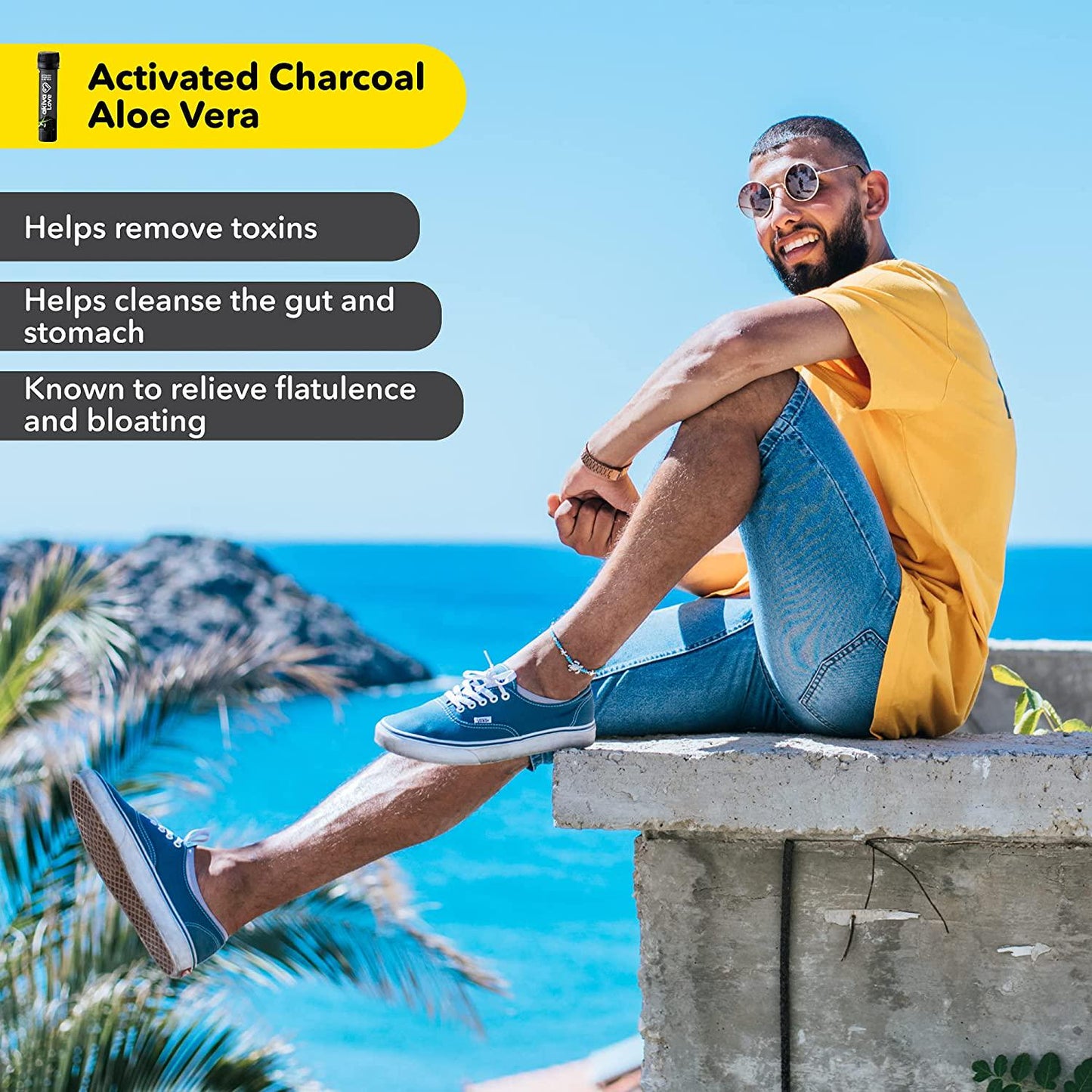 Akiva Superfoods Activated Charcoal Aloe Vera Daily Detox Shot, Bloating Relief, 2oz. Ready to Drink Servings (Pack of 30)