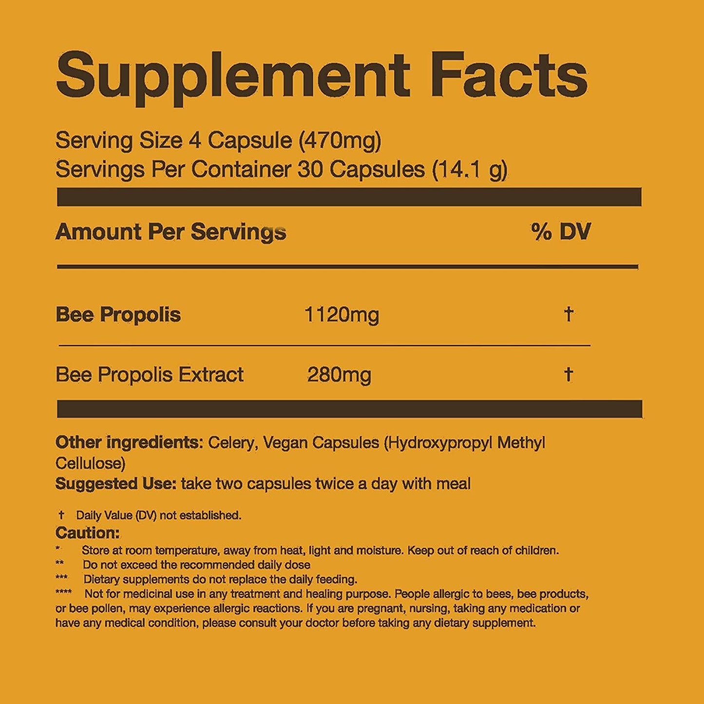 Aksu Vital Avicenna Bee Propolis Supplement, 470mg 30 Vegan Capsules