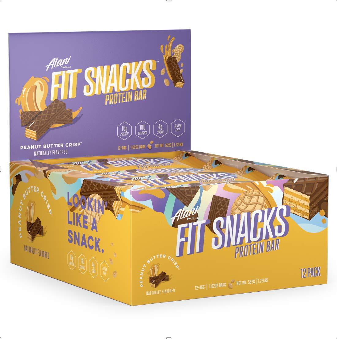 Alani Nu Fit Snack Protein Bar, Gluten-Free Bars, 16g Protein, Low-Sugar, Low-Carb, Gluten-Free, Peanut Butter, 12 Servings