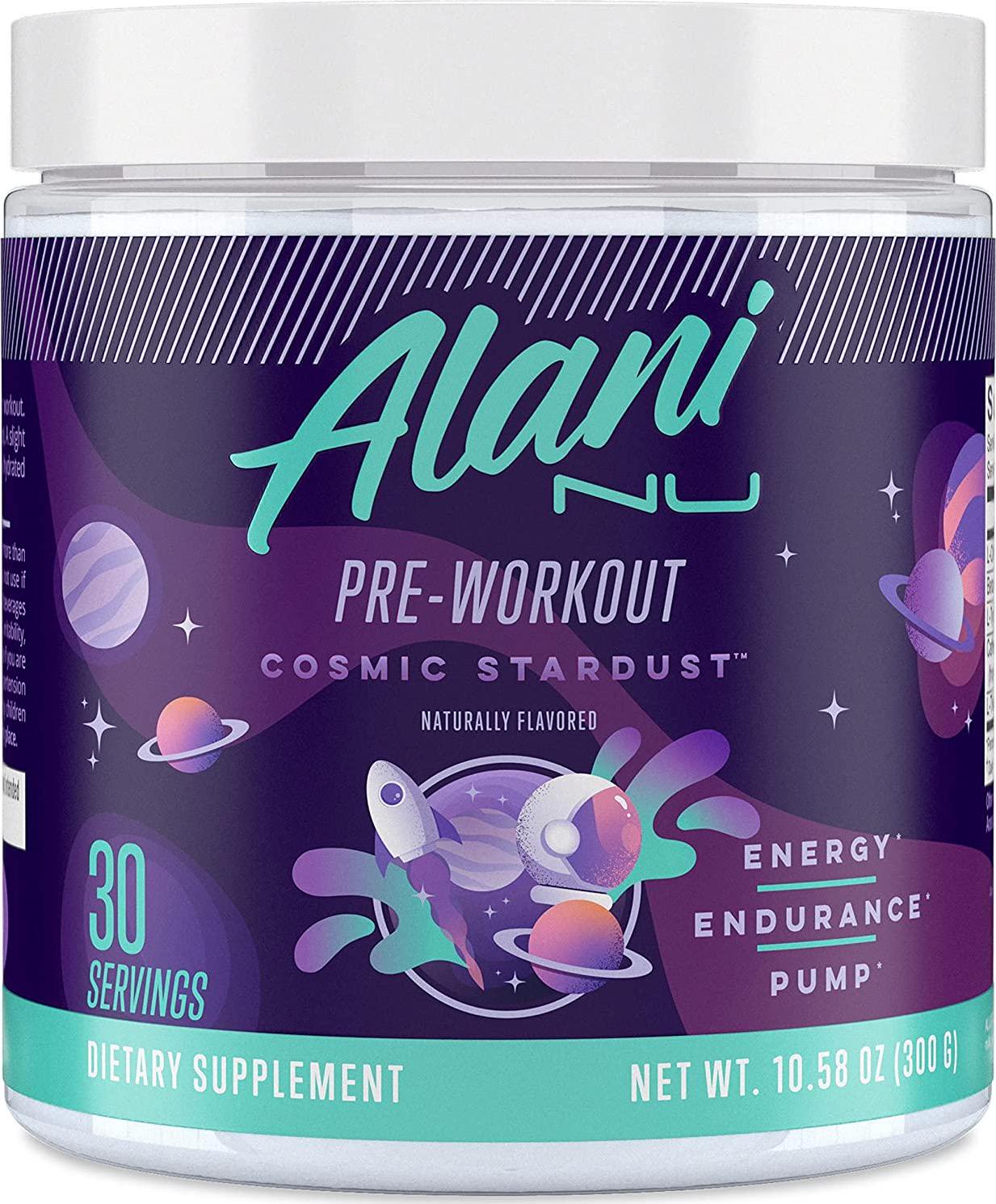 Alani Nu Pre-Workout Supplement Powder for Energy, Endurance, and Pump, Cosmic Stardust, 30 Servings