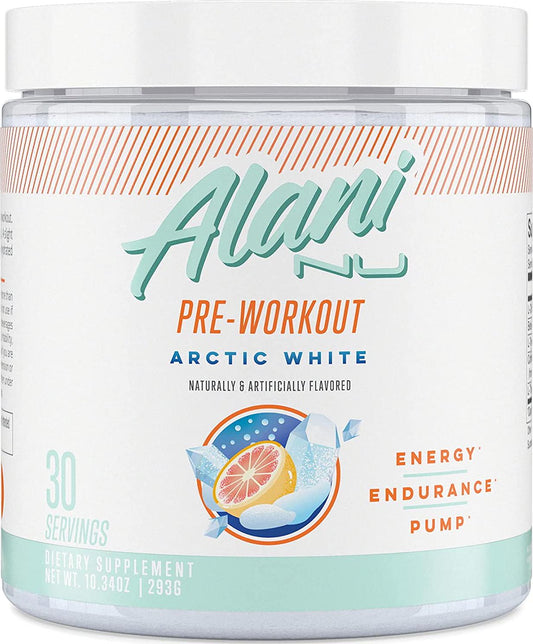 Alani Nu Pre-Workout Supplement Powder for Energy, Endurance, and Pump, Arctic White, 30 Servings
