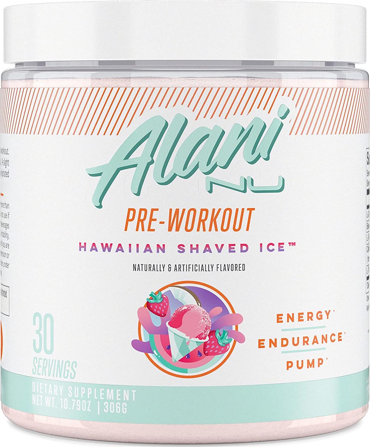 Alani Nu Pre-Workout Supplement Powder for Energy, Endurance, and Pump, Hawaiian Shaved Ice, 30 Servings (Packaging May Vary)