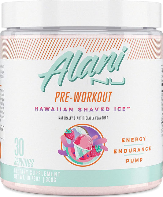 Alani Nu Pre-Workout Supplement Powder for Energy, Endurance, and Pump, Hawaiian Shaved Ice, 30 Servings (Packaging May Vary)