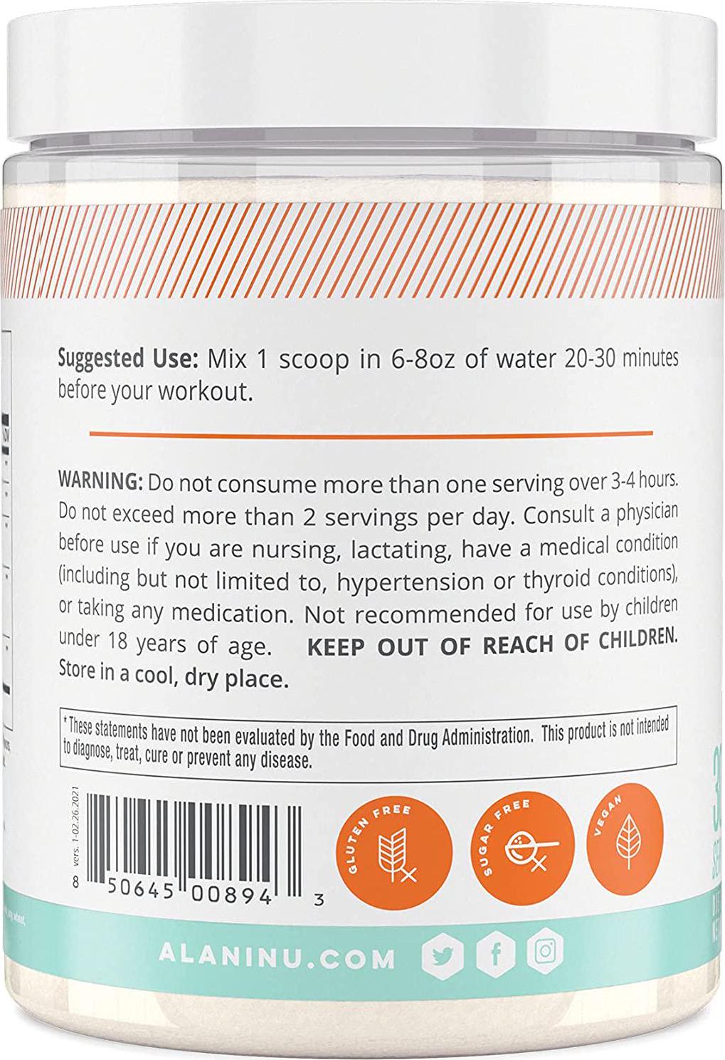 Alani Nu Pump Stim Free Pre-Workout Supplement, Mango Sorbet, 30 Servings